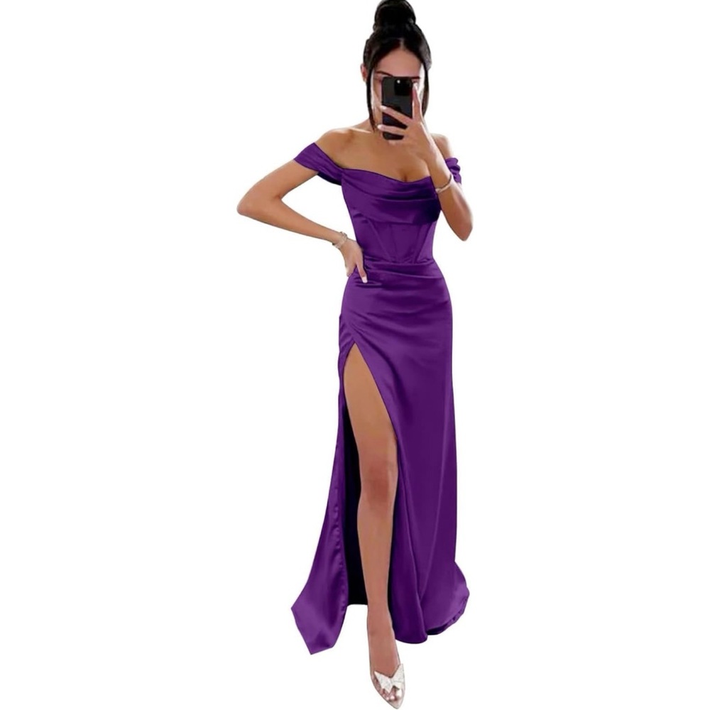Women’s off the shoulder dress with slit